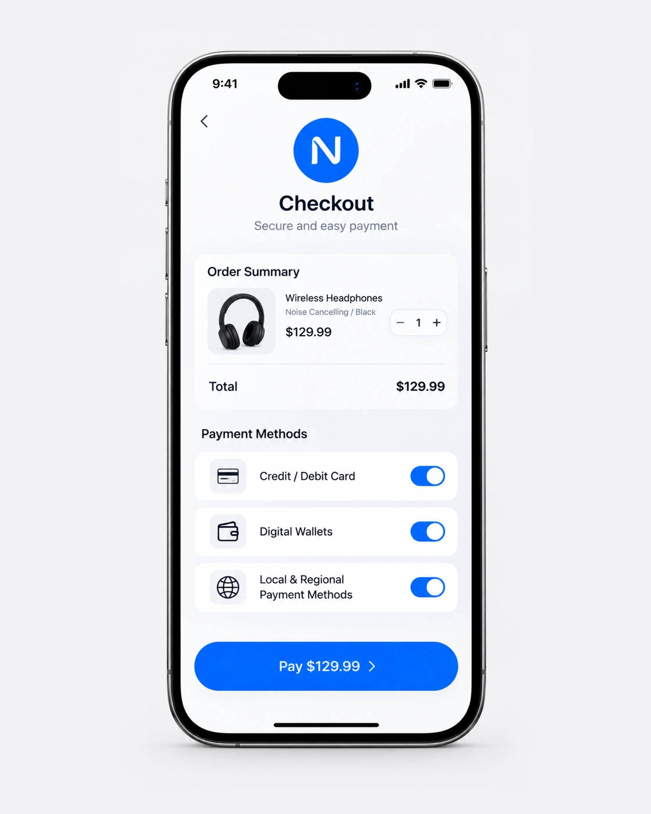 Customize the checkout — configure payment methods and branding.